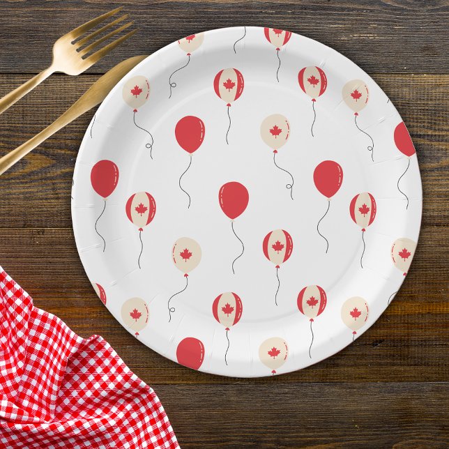 Canada Day Canadian Balloons Paper Plate (Creator Uploaded)