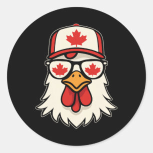 Canada Day Canadian Flag Maple Leaf Chicken Sungle Classic Round Sticker