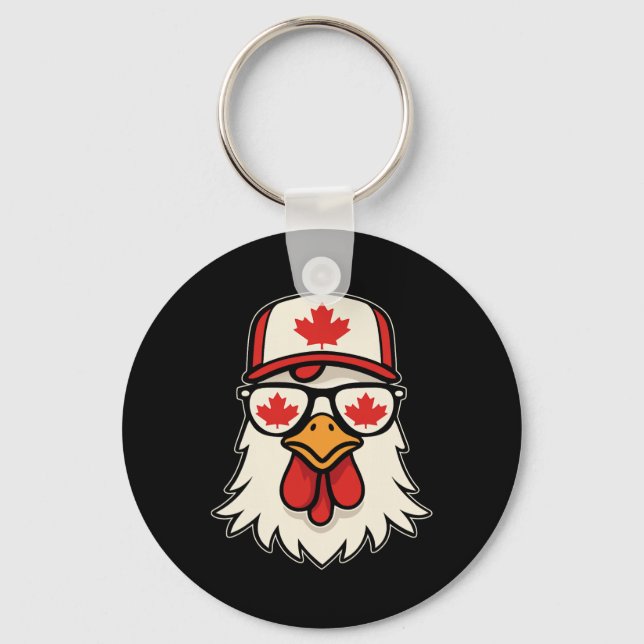 Canada Day Canadian Flag Maple Leaf Chicken Sungle Key Ring (Front)