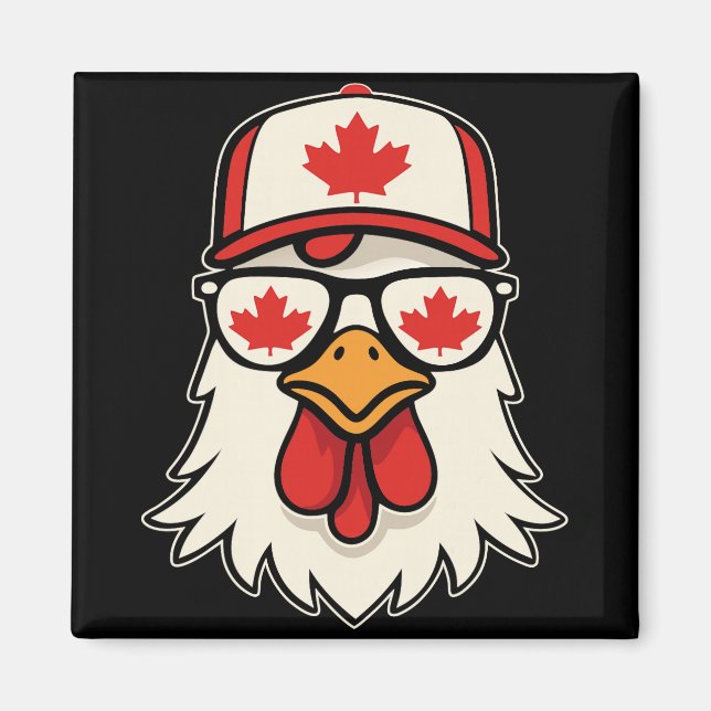 Canada Day Canadian Flag Maple Leaf Chicken Sungle Magnet (Front)