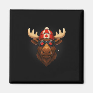 Canada Day Canadian Flag Maple Leaf Moose Sungles Magnet