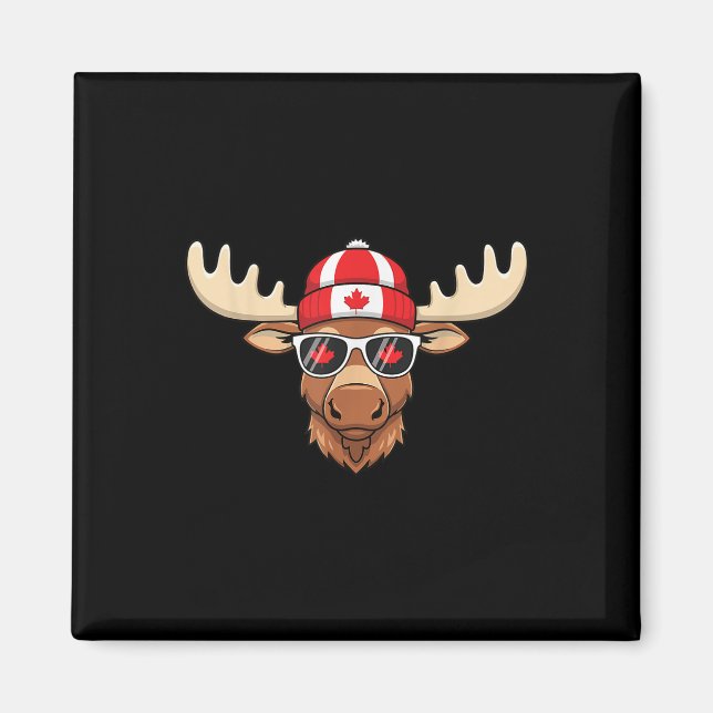 Canada Day Canadian Flag Maple Leaf Moose Sungles  Magnet (Front)