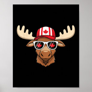 Canada Day Canadian Flag Maple Leaf Moose Sungles  Poster