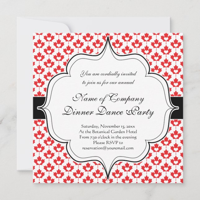 Canada Day Canadian Maple Leaf and Heart Invitation (Front)