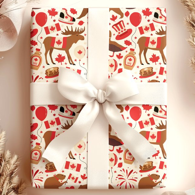 Canada Day Celebration Pattern Wrapping Paper (Creator Uploaded)