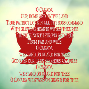 Canada Day Decals Canada Anthem Window Cling