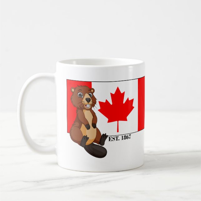 Canada Day Est. 1867 Flag and Beaver Coffee Mug (Left)