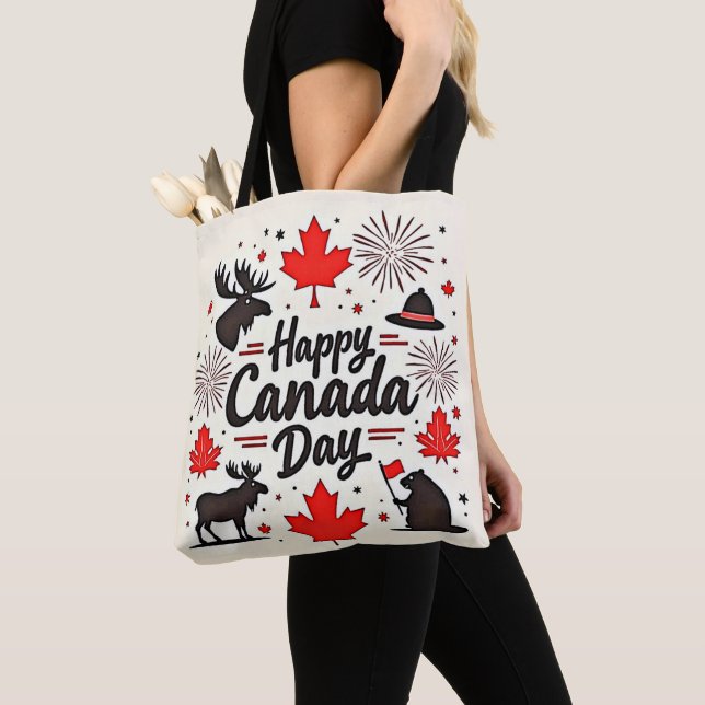 Canada Day Fun Vibes Tote Bag (Close Up)
