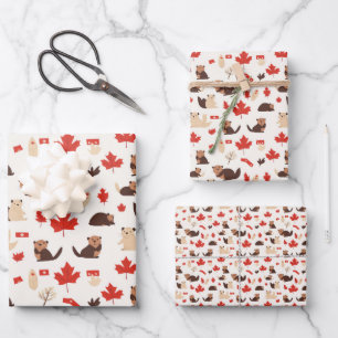 Canada Day July 1 Independence Pattern 1 Wrapping Paper Sheet