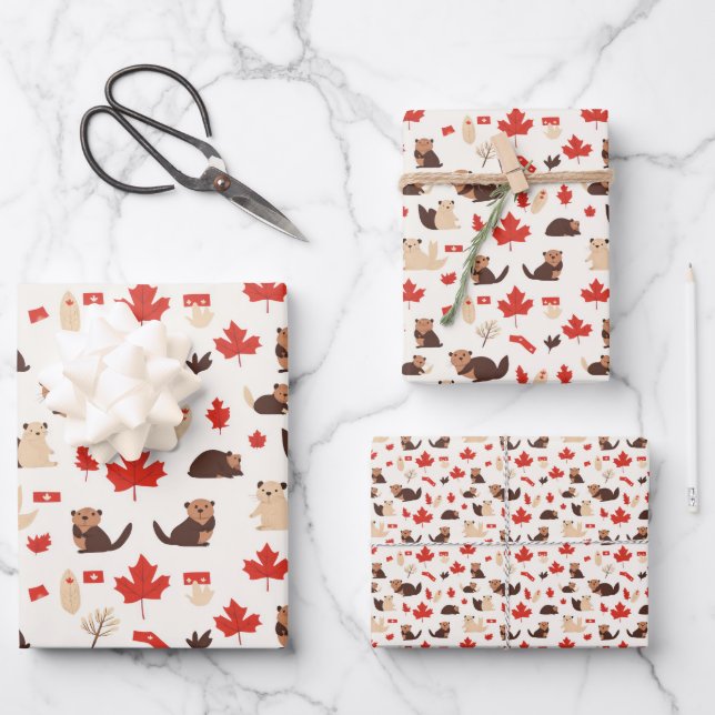 Canada Day July 1 Independence Pattern 1 Wrapping Paper Sheet (Front)