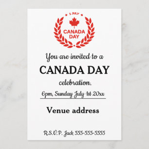 Canada Day, July 1st. Invitation
