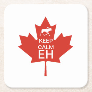 Canada Day KEEP CALM EH Square Paper Coaster