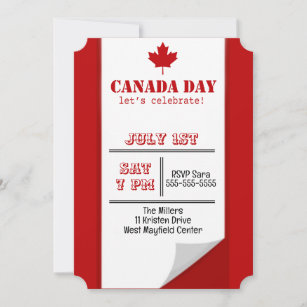 Canada Day Let's Celebrate Invitation