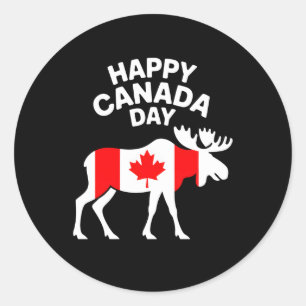 Canada Day Maple Leaf Kids Youth Toddler Boy Girl Classic Round Sticker