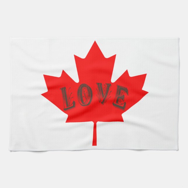 Canada Day  maple leaf love custom towel (Horizontal)