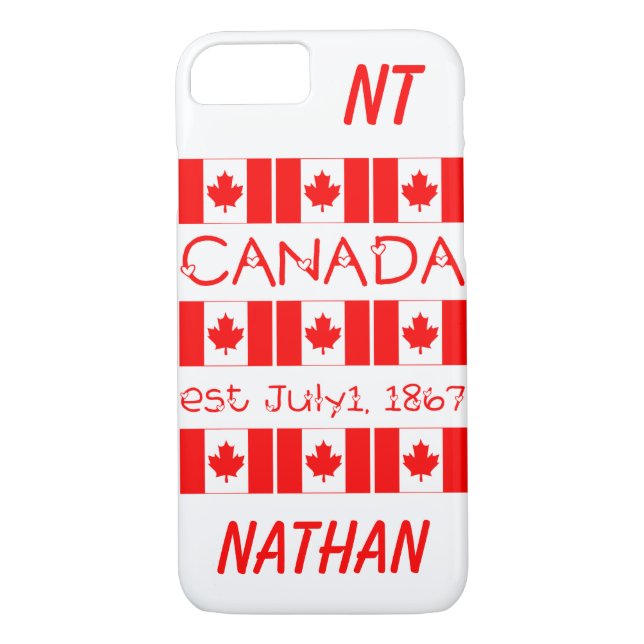 Canada Day Maple Leaf Monogram Name Initials Case-Mate iPhone Case (Back)