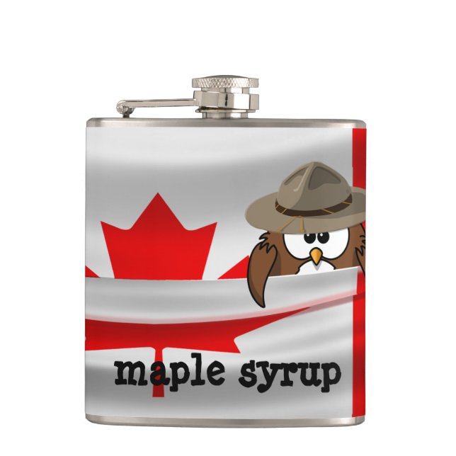 Canada  Day owl Hip Flask (Front)