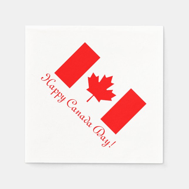 Canada Day paper napkins with Canadian flag (Front)