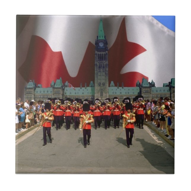 Canada Day Parade Ceramic Tile (Front)