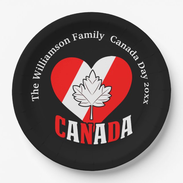 Canada Day Party  Settings Personalise Name Year Paper Plate (Front)