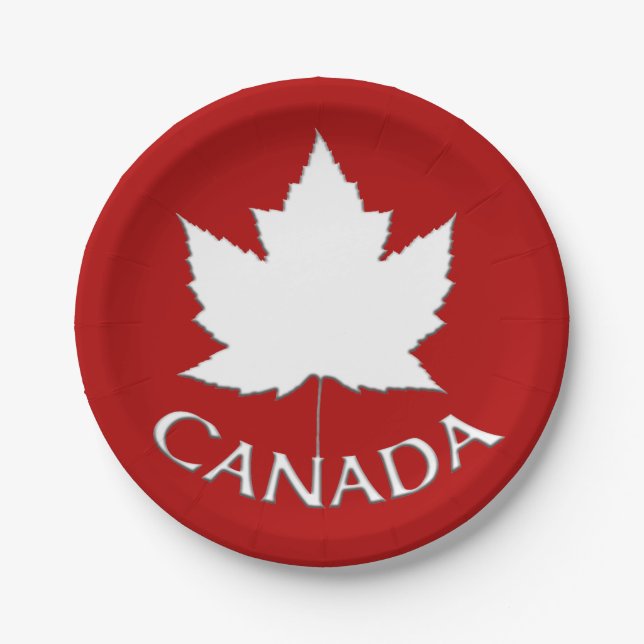 Canada Day Plates Canada Maple Leaf Paper Plates (Front)