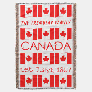 Canada Day Red Maple Leaf Pattern Canadian Flag Throw Blanket