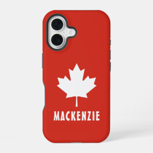 Canada Day Red White Canadian Flag Maple Leaf Name iPhone 16 Case