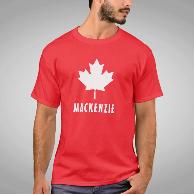 Canada Day Red White Canadian Flag Maple Leaf Name T-Shirt (Creator Uploaded)