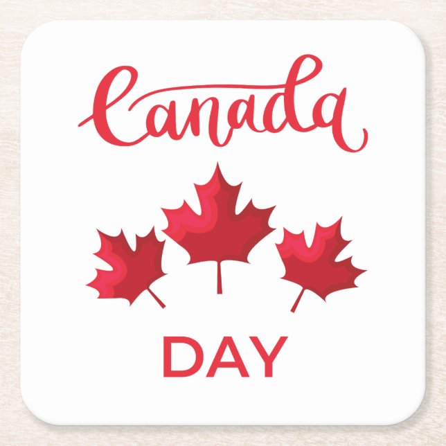 Canada Day Square Paper Coaster (Front)