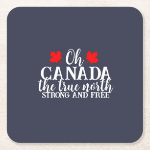 Canada Day Square Paper Coaster