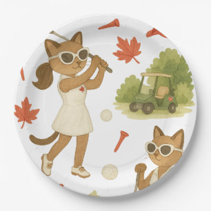 Canada Day themed for golfer who love cats Paper Plate