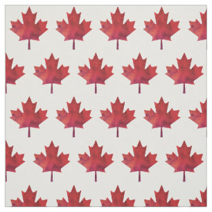 Canada Day Watercolour Maple Leaf Pattern Fabric