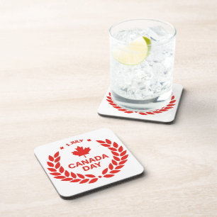 Canada Day Wreath Cork-Backed Coasters