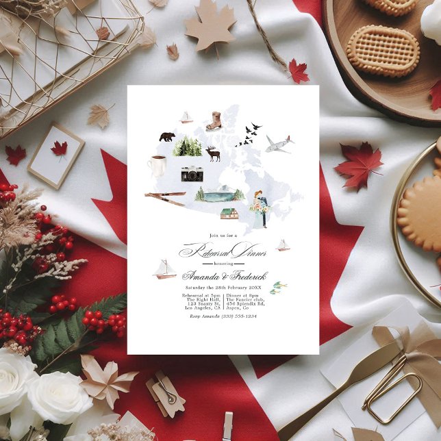 Canada Destination Wedding Rehearsal Dinner Invitation (Canada Destination Wedding Rehearsal Dinner Invitation)