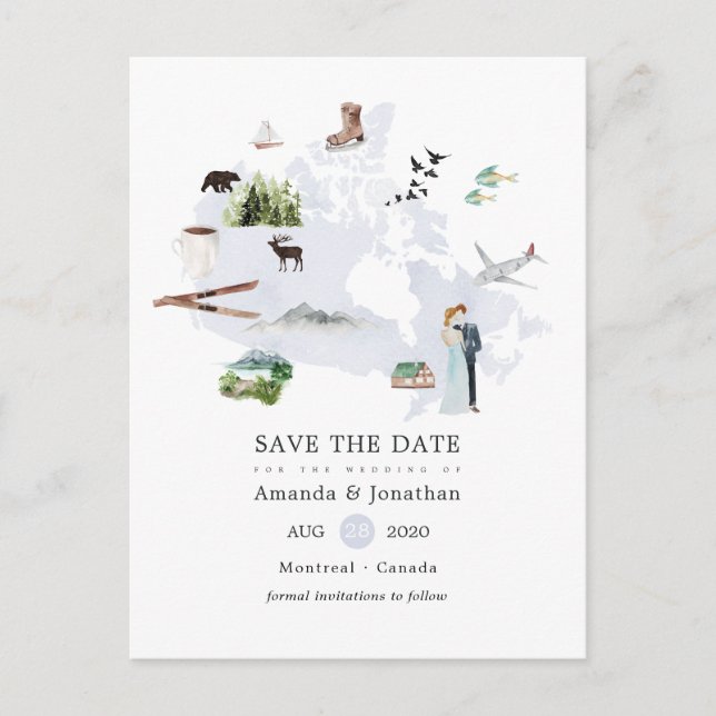 Canada Destination Wedding Save the Date Announcement Postcard (Front)