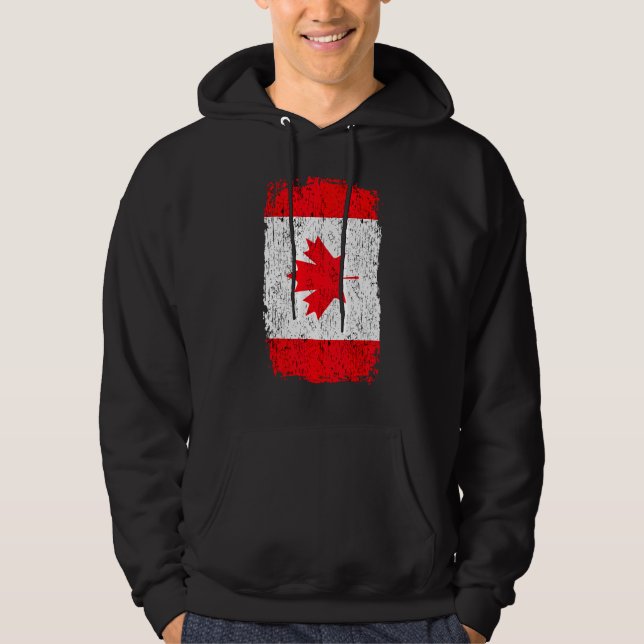 Canada Distressed Maple Leaf Canadian Flag Citizen Hoodie (Front)