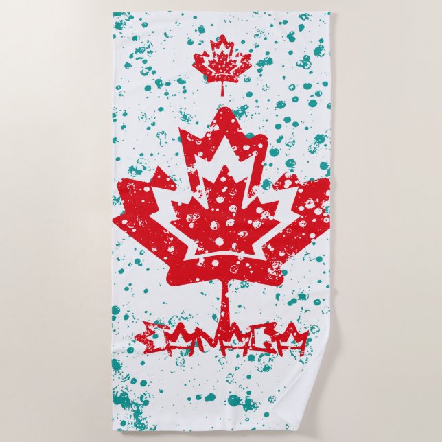 CANADA double RAIN EARTH MAPLE BY MASANSER PIXELAT Beach Towel (Front)