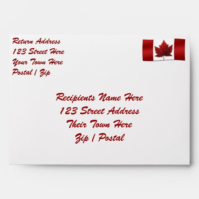 Canada Envelopes Personalised Canada Flag Envelope (Front)