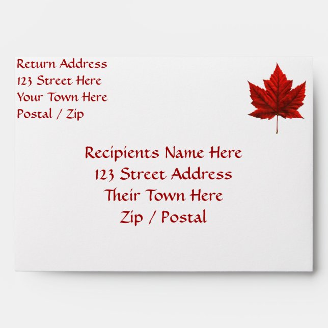 Canada Envelopes Personalised Canada Flag Envelope (Front)