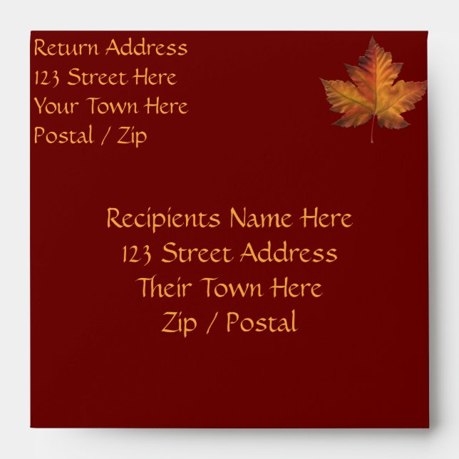 Canada Envelopes Personalised Maple Leaf Envelope (Front)