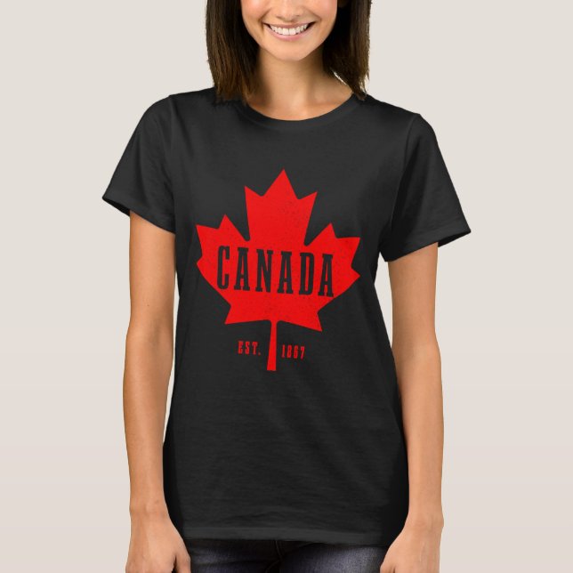 Canada Est 1867 Maple Leaf Canadian Flag Pride Roo T-Shirt (Front)