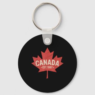 Canada Est. 1867 Retro Maple Leaf Vintage Canada D Key Ring