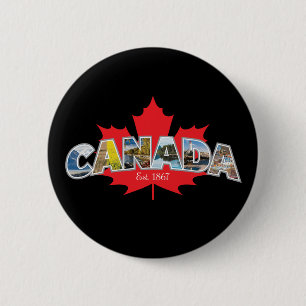"Canada Est. 1867" With Maple Leaf Graphic 6 Cm Round Badge