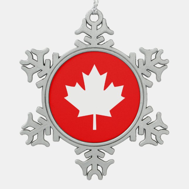 Canada Established 1867 Anniversary 150 Years Snowflake Pewter Christmas Ornament (Front)