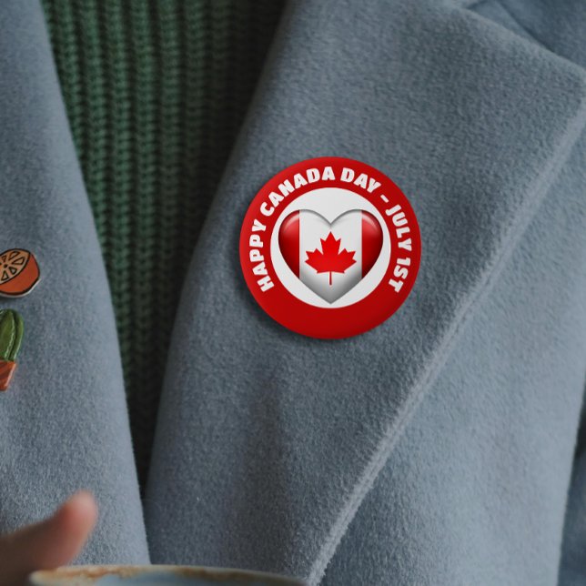 Canada Flag | 3D Heart Icon | Emblem Brooch 6 Cm Round Badge (Creator Uploaded)