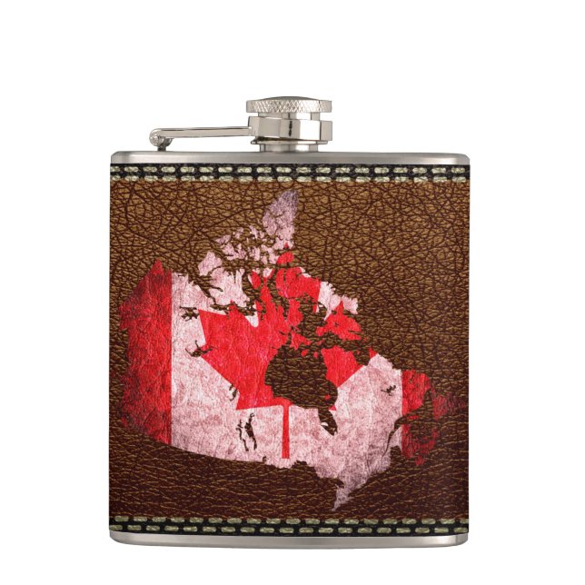 Canada Flag and Map Hip Flask (Front)