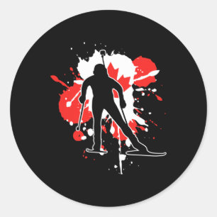 Canada Flag Biathlonist - Canadian Biathlon 1  Classic Round Sticker