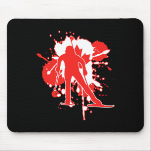Canada Flag Biathlonist - Canadian Biathlon Mouse Pad