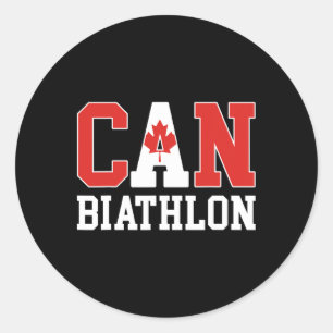 Canada Flag Biathlonist - Canadian Can Biathlon Classic Round Sticker