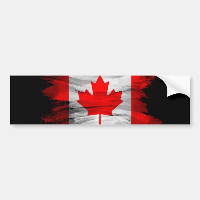 Canada flag brush stroke, national flag bumper sticker (Front)